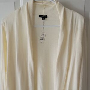 Talbots Cream Open Front Cardigan